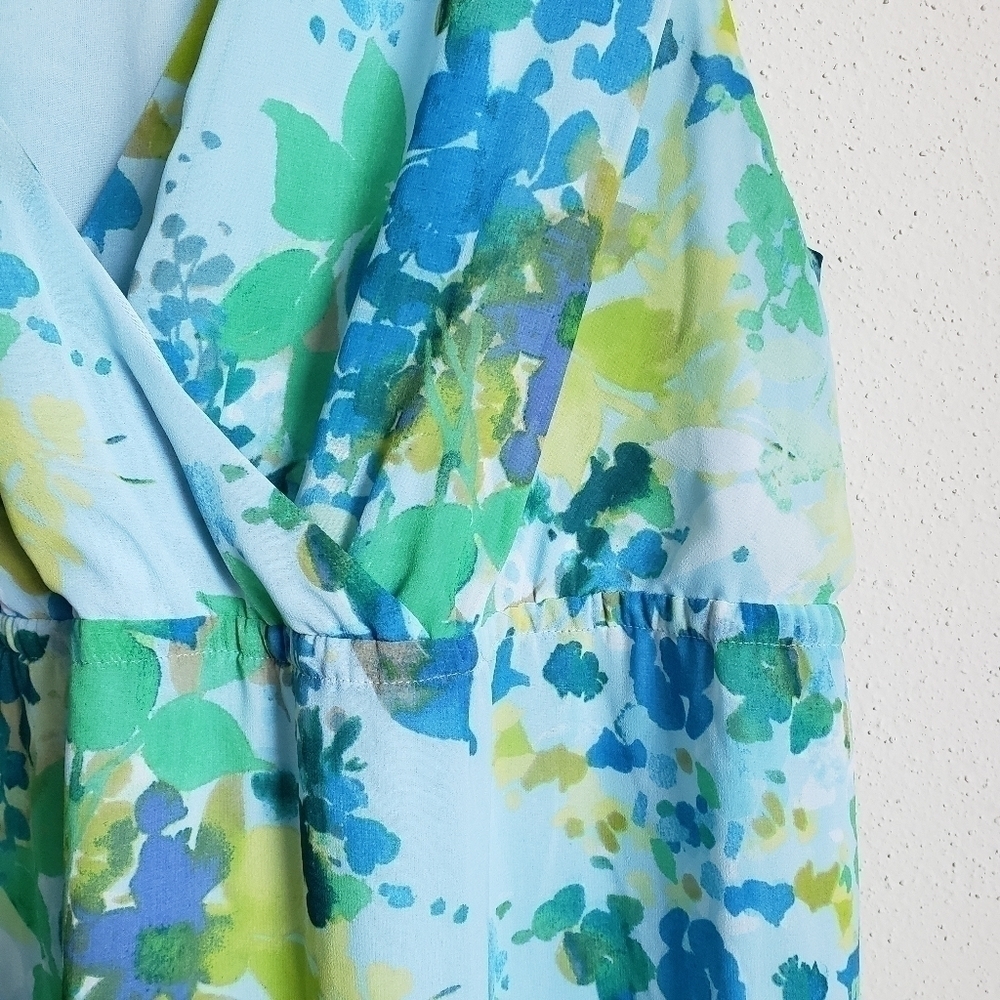 Lane Bryant blue fairycore floral v-neck midi dress - Picture 5 of 16